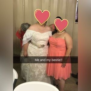 David's Bridal Coral Wedding Dress EUC